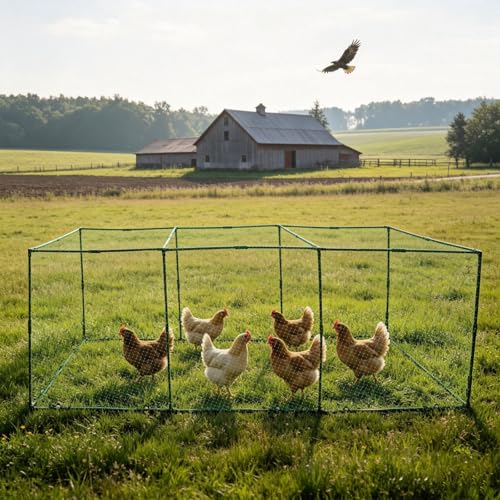 Chicken Tunnel, 126" x 32" Run Coop Tunnel, 4-Cube Metal Mesh Runway, Portable Chicken Run Load Up 30Chicks/20 Chicken Suitable for Chickens Ducks Rabbits in Outside Yard