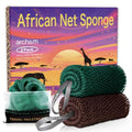 ARCH&M African Net Sponge Authentic with Knots, 2 Pack 53" Long - color: Forest Green + Brown