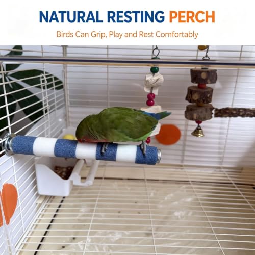Bird Perch for Cage, 7.9” x 1” Rough-Surfaced Grinding Stone – Durable Beak & Claw Trimming Accessory for Parakeets, Cockatiels, Conures, Lovebirds and Other Parrots, Non-Toxic Bird Cage Accessory