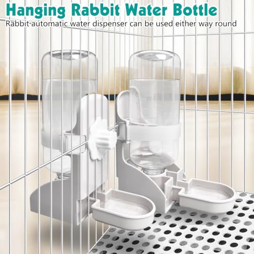 kathson 2PCS Rabbit Water Bottle, 17oz Hanging Water Fountain Automatic Dispenser No Leak WaterFeeder for Bunny Chinchilla Guinea Pig Hedgehog Ferret - size: 2PCS Water Dispenser, White