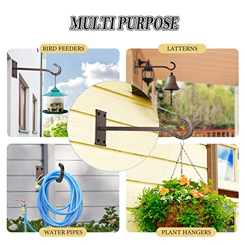10inch Metal Plant Hangers, Bronze hammertone, Heavy Duty, 2pcs | Rust-proof | Max 35lb Load | Shepherd Hooks | Hanging Bird Feeder, Lantern, Flower Basket, Outdoor Indoor, Screws & Anchors - color: Bronze hammertone, size: 10in Steel Heavy Duty