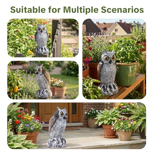 OFFO Fake Owl, Owl Statue for Garden and Yard Decoration, Weatherproof Plastic Outdoor Owl Decor for Porch Pool Patio Yard, 10-Inch Height, Short Ear Owl - color: Short Ear Owl Brown, size: 10 in