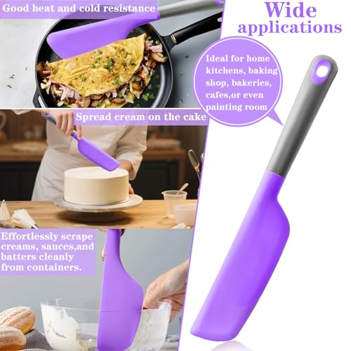 Silicone Omelette Spatula Turner, Flip Fold Omelet Turner, 13Inch | Flexible Egg Flip Tool for Non-stick Pans, Heat Resistant omelette flipper for Kitchen Omelet Pancake Crepes - color: Purple-Narrow