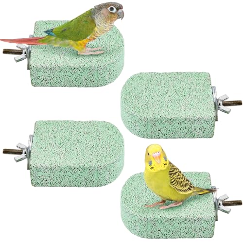 BNOSDM 4 Pcs Green Bird Beak Grinding Stone Calcium Parrot Perch 3.1*2.6in - color: 4 Pcs- Green (M+)