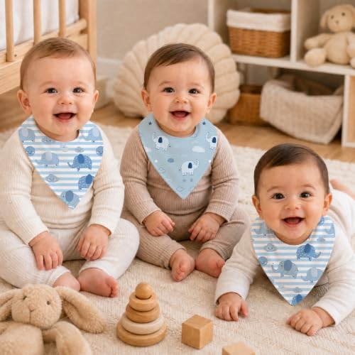 Baby Organic Cotton Teething Cloth Newborn Baby Burp Cloth Bandana Drool Cloth for Drooling Cotton Baby Gifts - color: Elephant