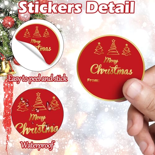Louise Maelys 500 Pcs Christmas Stickers,2 Inch Merry Christmas | Round Gold Foil Writable Labels for Gift Bags, Treat Bags, Envelopes, Party Favors, Bakery Packaging, Holiday Decorations - color: Merry Christmas