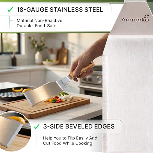 Professional Metal Spatula with Wooden Handle, Stainless Steel Griddle Scraper, Commercial Grade Pancake Flipper - color: WH small spatula h