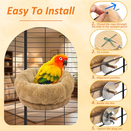 DBNESS Medium Bird Nest for Cage, Removable Plush Parrot Hammock Warm Resting Perch Platform for Budgies Cockatiel Conure Parakeet Hamster Washable Breeding Sleeping Lay Eggs Nesting - size: M