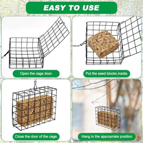 Suet Bird Feeder 2 Pack, Hanging Cage for Standard 11 oz Cakes | Fruit slice or seed block use; latch-door holders for branch, shepherd hook, or porch placement