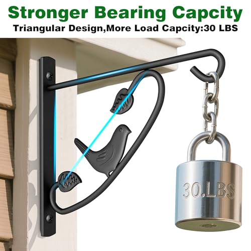 AMAGABELI GARDEN & HOME 2 Pack Hanging Brackets Plant Hanger Outdoor 12inch Metal Fence Wall Planter Hooks for Hanging Flower Baskets Bird Feeders Lanterns Wind Chimes Rust-Resistant Black - size: 12 Inch, style: 2-Pack Bird 2 Hook