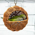 Rattan Bird Nest for Cage Hanging Parakeet Bed Hammock Hideout | Lay Eggs Canary Nest Sleep Parakeet Warm House Hut Parrot Cage Accessories for Cockatiel Budgerigar Finche Canaries - style: Half-circular opening