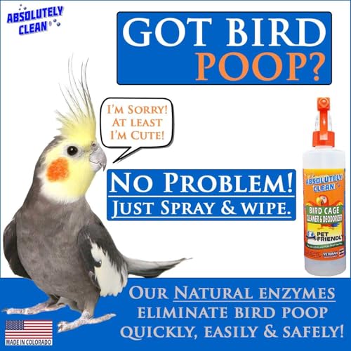 Absolutely Clean Amazing Bird Cage Cleaner and Deodorizer - Just Spray/Wipe - Safely & Easily Removes Bird Messes Quickly and Easily - Made in The US - Fragrance Free - (16oz Pack of 6) - style: 16 Fl Oz (Pack of 6)