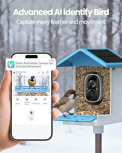 G11 Smart Bird Feeder with Camera, 2.5K, AI Bird ID, 5W Solar, Blue | AI identifies 16,000+ species; 170-degree view, dual night vision, 5000mAh battery, IP65 and 2.4GHz WiFi. - color: Blue