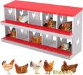 TrailBlaze Chicken Nesting Box 10 Compartments Laying Boxes, Metal Chicken Egg Laying Box with Rollout Egg Collection, Large Vented Holes Chicken Coop for Chickens, Hens (Red) - color: red, size: 10 holes
