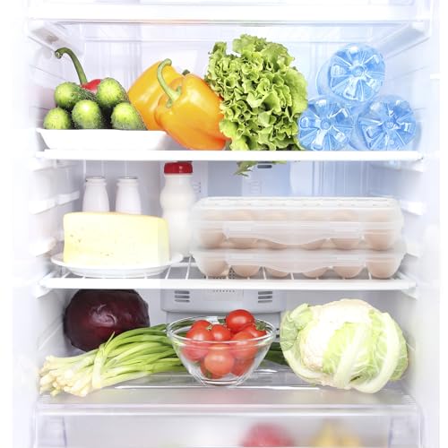 Egg Storage for Refrigerator, Egg Holder for Fridge with Lid, Stackable Egg Storage with Safety Buckle (2)