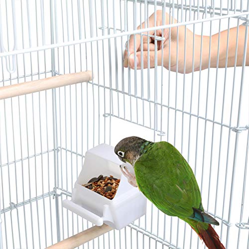 Yaheetech 41'' Open Top Medium Size Quaker Parrot Bird Cage Cockatiel Indian Ring Neck Sun Parakeet Green Cheek Conures Lovebird Budgie Canary Finch Parrotlet Bird Cage, White - color: White