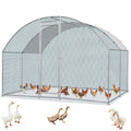 Outvita Large Metal Chicken Coop, 10×10FT Walk-in Poultry Cage | Waterproof & Anti-UV Round Arch Cover, Duck Rabbit Hen Cage Galvanized Mesh for Outdoor Yard Backyard and Farm - size: 120.0"L x 120.0"W x 78.0"H