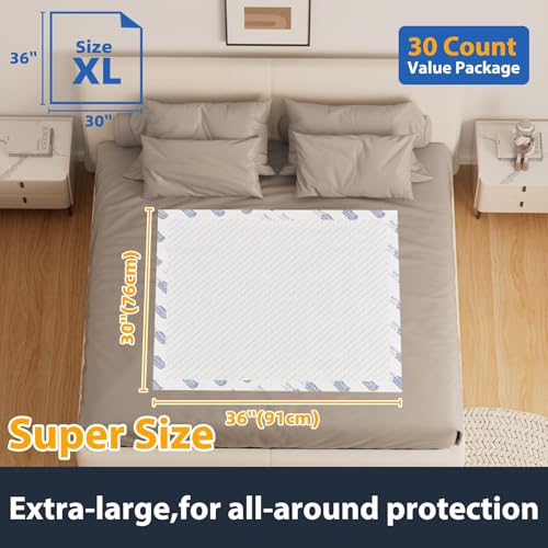 Tear Resistant Disposable Bed Pads Adults Chucks Incontinence Underpads 30"x 36"(30 Count),Large Thicken Premium Waterproof Pee Pads for Elderly,10X Super Absorbency Heavy Duty Puppy Training Pads - size: 36"x30"(30 Count)