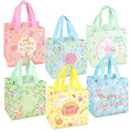 Aviski 6PCS Happy Easter Egg Hunt Bags Bunny Carrot Chick Egg Gift Bag with Handles, Easter Treat Bags, Non-Woven Gifts Wrapping, Spring Party Supplies - color: Foil Pink Blue Green Yellow