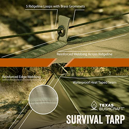 Emergency Camping Tarp, Waterproof 10x10 Emergency Shelter for Backpacking and Hiking, 70D Ripstop Nylon Survival Tarp with Reflective Aluminized Polymer and Loop Ties with Grommets