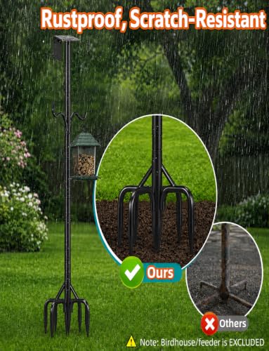 95 Inch Adjustable Bird House Pole, Heavy Duty 1 Inch Diameter Metal Bird Feeder Stand with 5-Prong Base, Rustproof Outdoor Mounting Pole for Bluebird Houses, Smart Bird Feeders and Weather Stations - size: 95Inch -Pole-1