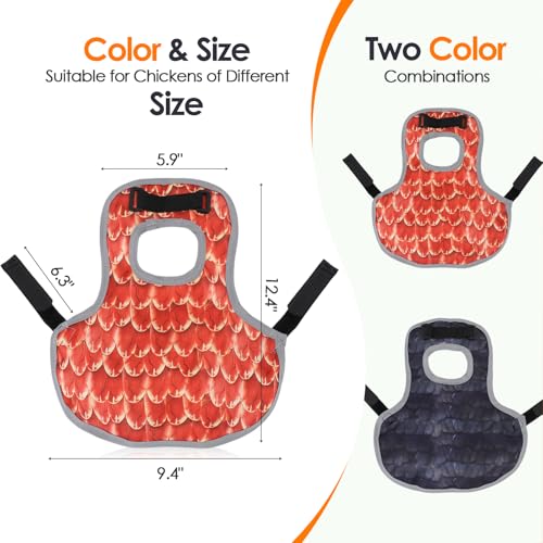 Rosvola Chicken Saddles for Hens, Chicken Apron Back Protector, Chicken Hen Mating Saddle with Adjustable Strap for Poultry Hens Duck Geese