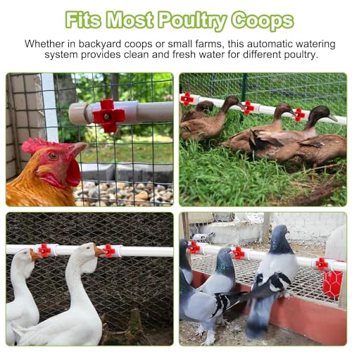 EEEKit Chicken Nipple Waterer Kit: 12 Pack Horizontal Automatic Poultry Side Mount Drinker 1/2 Inch PVC Tee Fittings DIY Chicken Duck Quail Watering System