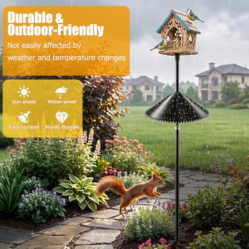 2 Pack Spring Squirrel Baffle for Bird Feeder Pole, 19 Inch | Wrap Around Squirrel Guard, Spiked Edges, Outdoor Bird Feeder Protector, For Shepherd's Hook