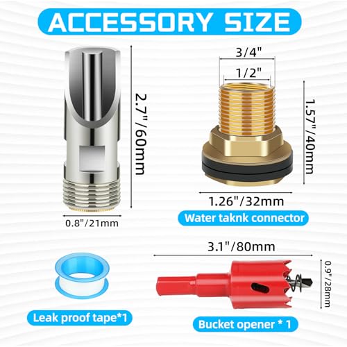 6 Pack Pig Waterer Nipples, Stainless Steel Hog Waterer Barrel Kit | Automatic Pig Nipple Water Drinker, 2.5 x 0.75 in Size, 1/2 in Thread, Touch-Activated Flow, PTFE Tape, Piglets and Goats - color: Coppery-6 Pcs