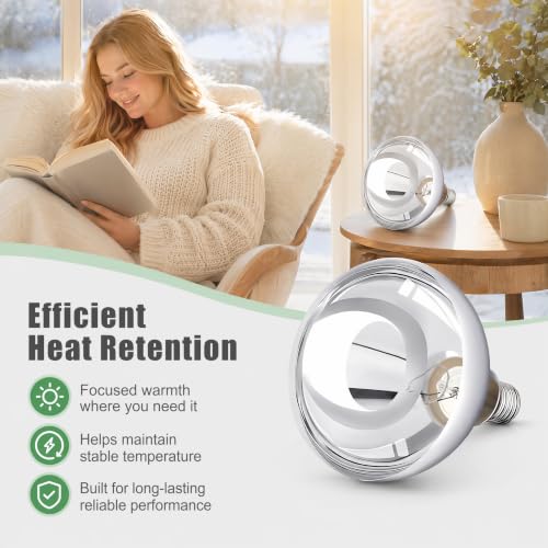 250W R40 Heat Lamp,Infrared Flood Incandescent Bulb E26 Chicken Brooder | 250W R40 infrared heat lamp,flood reflector,6000hr instant-on,dimmable,E26 base,for chicken brooder food bath therapy