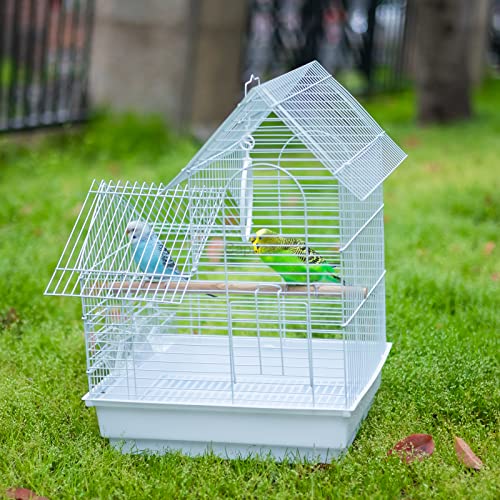 Small Bird Cage, Lightweight Hanging Travel Cage with Removable Tray | Easy to carry and clean, ideal for temporary housing, camping and vet visits with parakeets, canaries, lovebirds and finches. - size: 14.5"L x 13.3"W x 16.5"H