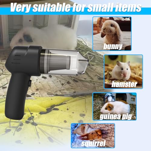 Guinea Pig Vacuum Cleaner Cage,Guinea Pig cage Cleaner,Rabbit Poop Vacuum | Handheld Vacuum for Lightweight Cleanup of Guinea Pig, Rabbit, Hamster, Chinchilla, Reptile, Bird（Black） - color: Black