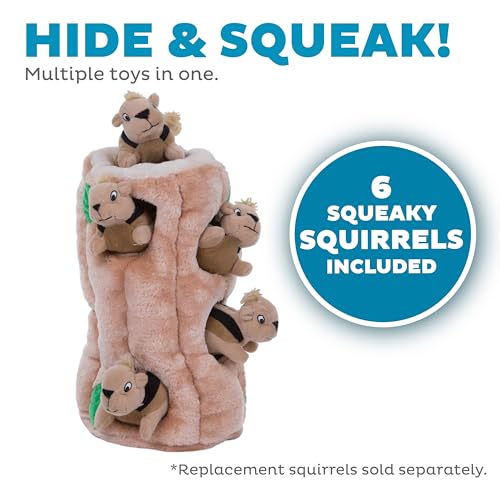 Outward Hound Hide-A-Squirrel Plush Squeaky Dog Toy, XL, 7" x 11.8" | Hide-n-Seek Puzzle, 6 Removable Squirrels, Fetch Play, Interactive Enrichment, Boredom Buster, Light Chewers, Dogs & Puppies - color: Squirrel Xlarge, size: X Large (Pack of 1)