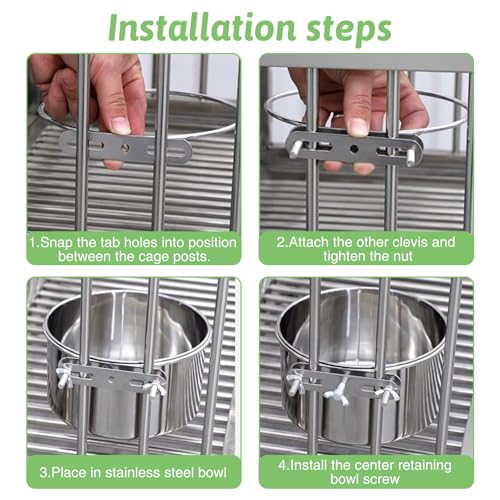 Tfwadmx 8 Pcs Bird Feeding Dish Cups,Parrot Food Bowl Clamp Holder Coop Cup Bird Cage Water Bowl for Parakeet African Greys Conure Cockatiels Lovebird Budgie Chinchilla