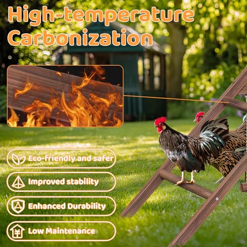 Pine Wood Chicken Perch with 2 Swings & Ladder, Multi-Level Chicken Roosting Bars for Backyard Coop, Roosting Bars for 10–12 Chickens, Easy to Assemble & Clean