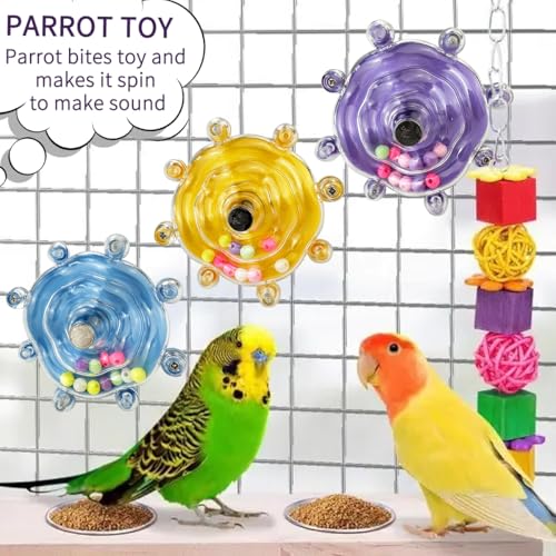 Parakeet Toys, Small Parrot Rotating Interactive Training Toy, Parakeet Cage Accessories, Budgie Toys, Cockatiel Toys, Lorikeets Toy, Love Bird Toys,Conure Toys,Bird Toys for Parrots (Yellow) - color: Yellow