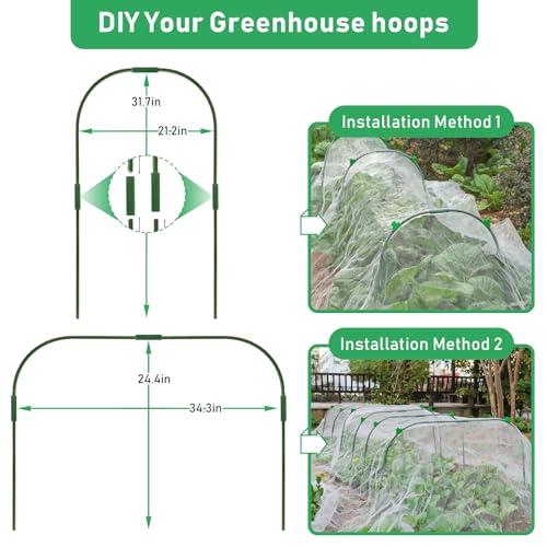 Garden Netting Kit - 10*50FT Ultra Fine Plant Netting Mesh Covers Row Net Protection For Tree Fruit Barrier Vegetable Fruits Flowers Shrubs Plant Covers (6 Pcs Garden Hoops & 18 Clips) - size: 10X50FT