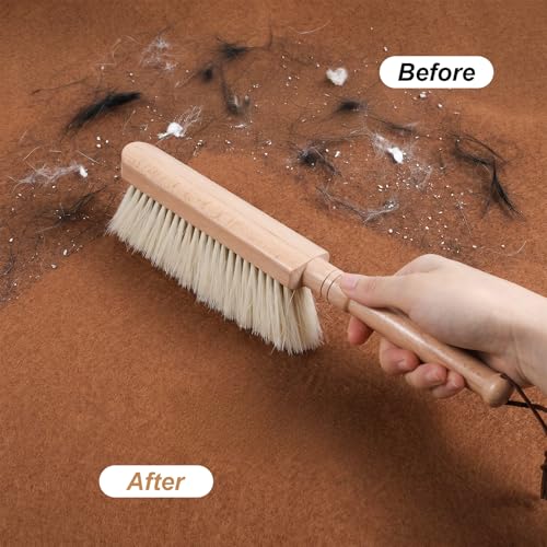 2pcs Horse Hair Brush Horsehair Bristles Duster Horse Hair Brush with Wood Handle Counter Brushs for Furniture, Drafting, Patio, Bed, Fireplace, Hand Broom, Dust Brushs