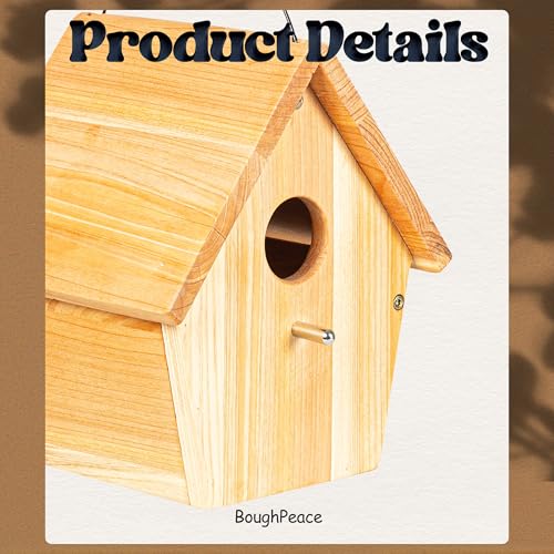 Wooden Bird Houses for Outside Hanging Birdhouses Nest Bluebird House for Cardinals Finch Wren Swallow for Garden Viewing 2 - size: 8.5inch × 7.5inch × 6.7inch