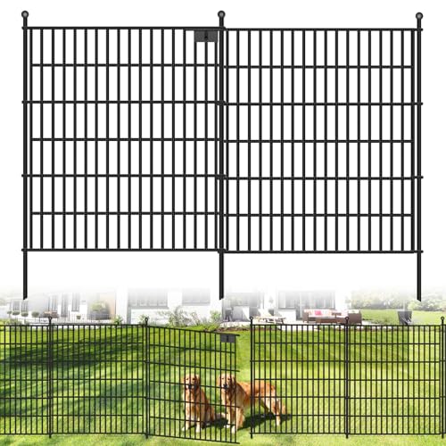 Toolterritary 10 Panels No Dig Garden Fence with Gate, 32 in(H) X24.2 ft(L) Metal Fence Panels, Thickened Rustproof Garden Fencing, Animal Barrier Fence for Dogs, Rabbits, and Patio - size: 32 in(H)×29in(L)