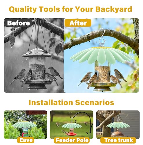 10.5 inch Hummingbird Feeder Shade Dome Cover,Rain Guard,Weather Guard for Bird Feeder, Umbrella Cover for Bird House for Outdoor,Squirrel Guard,Flower Design(Light Green) - color: Lightgreen, size: 10.5'' / 1PCS