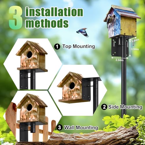 Bird Feeder Poles for Outdoors, Heavy Duty 60 Inch Birdhouse Stand Stake 1.2 Inch Diameter Metal Bird Mounting Pole for Yard Garden - size: 60"