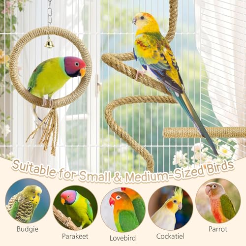 3 Pcs Bird Rope Perches Bendable Parrot Bird Perch Rope Stand Gradient Color Birds Cage Accessories for Budgie Lovebird Cockatiel