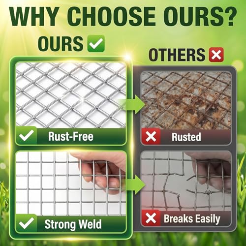 36'' x 10' Hardware Cloth 1/2 inch 19 Gauge - Hot-dip Galvanized After Welding, Chicken Coop Wire Fence Wire Mesh Screen, Rabbit/Snake Fences, Netting Wire Cloth Galvanized Wire Mesh Roll - size: 1/2 inch 36in x 10ft-Silver