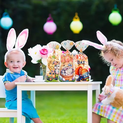 100 Pack Easter Treat Bags, Clear Easter Cellophane Bags with 110 Ties for Candy Goodie Cookies Gift Wrapping, 2.8 Mil Thick Plastic Goodie Bags for Easter Egg Hunt, Party Favors, Classroom Gifts - color: Easter-100pcs
