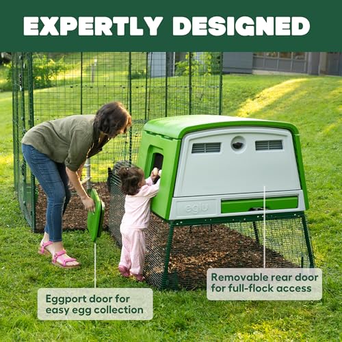 Omlet Eglu Cube Large Chicken Coop | Easy to Clean Plastic Chicken Tractor | The Most Secure Hen House for Complete Peace of Mind | Weatherproof Cool in Summer and Warm in Winter | Green