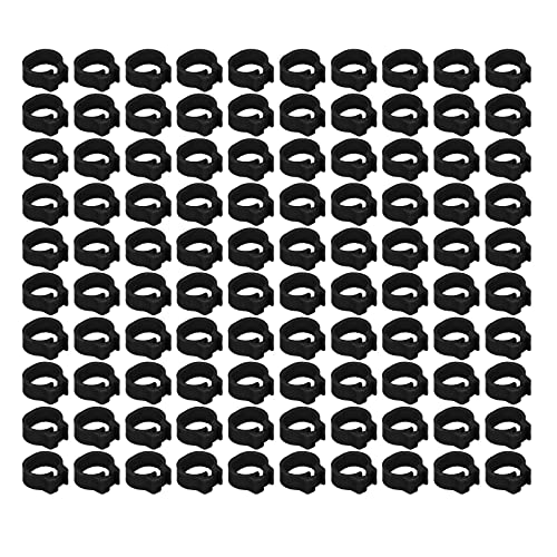 Omabeta 100PCS Reusable 8mm Pigeons Identification Leg Rings for Easy Dovecot Management and Marking, Lightweight Plastic Bands for Poultry Supplies (Black) - color: Black