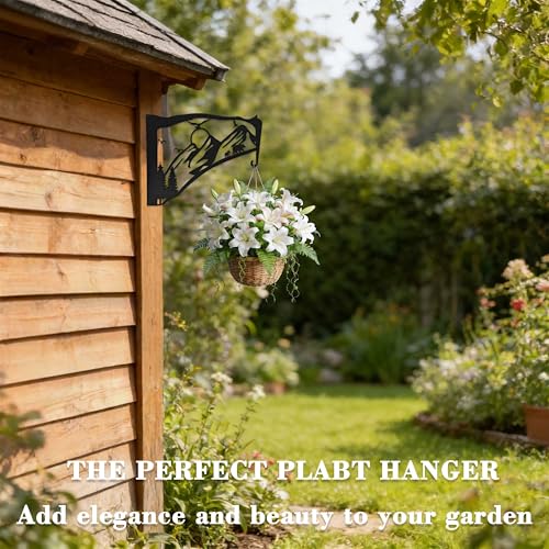 Black Metal Bird Feeder Wall Hanger Indoor Outdoor, Heavy Duty Hook Holder for Basket Plant Pot, Staghorn Fern, Bird Feeder and Wind Chime, Mountain Decor for Wall Window Patio Porch Garden - color: Mountain