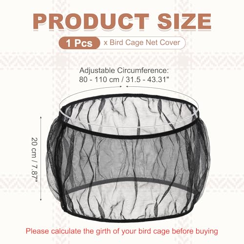 Bird Cage Seed Catcher, Bird Cage Net Cover Seeds Guard, Universal Birdcage Accessories, Black, Circumference 31.5"-43.3", Height 7.9" for Parrot Cockatiel Enclosures - color: Black, size: Circumference 31.5"-43.3", height 7.9"