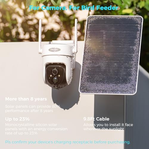5V 8W Solar Panel for Security Camera, for Bird Feeder, 4G AOV Trail Cam, Ring Tapo Eufy Vicohome Eseecloud, Native USB-C, Micro-USB & DC 3.5mm*1.35mm, 23% Conversion, 9.8 Ft, 260 Days Care Plan - color: 2 Pack AOV USB-C & Micro_USB & DC 3.5mm*1.35mm
